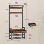 Kapstok met Schoenenrek, Lades en Kledingroede – 6-in-1 Halmeubel - Afbeelding 3