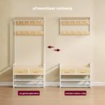 Kapstok met Schoenenrek, Lades en Kledingroede – 6-in-1 Halmeubel - Afbeelding 5